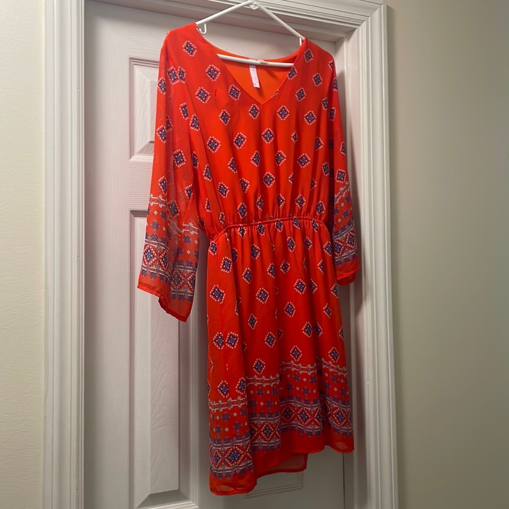 Orange fall pattern dress